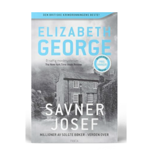 Coverbilde av 'Savner Josef' av Elizabeth George, en fengslende krimroman satt til et vinterlandskap.