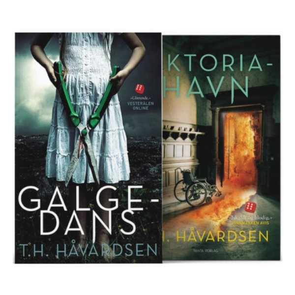Coverbilde av Tor Håkon bokpakke, som inkluderer «Galgedans» og «Viktoriahavn», to spenningsfylte romaner.