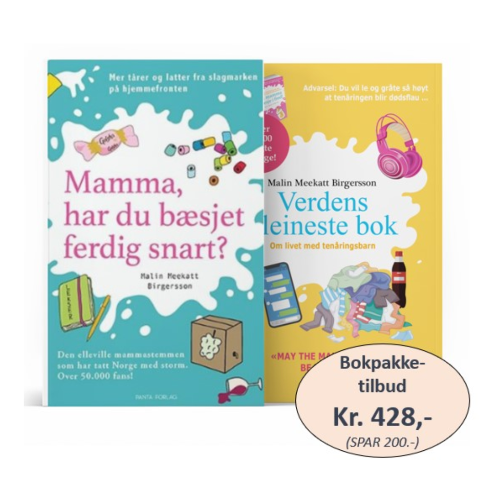 Coverbilder av Bokpakke tilbud mamma bøker: bokpakken 'Mamma, har du bæsjet ferdig snart?' og 'Verdens kleineste bok' av Malin Birgersson, perfekt for foreldre.